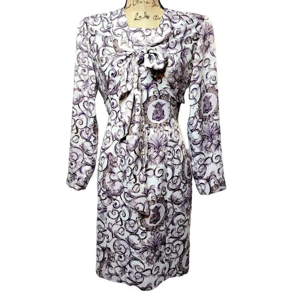 MARRY ME Vintage Women's Regal Shawl Satin Pencil Dress Size Medium Purple - Picture 15 of 15